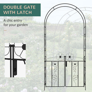 Metal garden arch with double gate, black