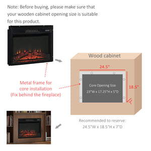 23-inch 1400W Built-in Electric Fireplace, Black