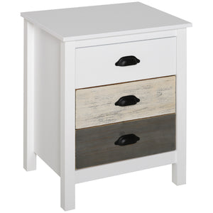 Side table with 3 drawers, white