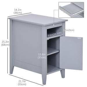 Modern 3-Tier Wooden Bedside Table with Sliding Shelf, Grey