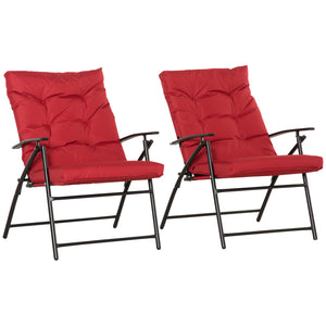 Set of 2 folding outdoor chairs with adjustable backrest, red