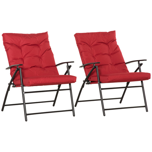 Set of 2 folding outdoor chairs with adjustable backrest, red