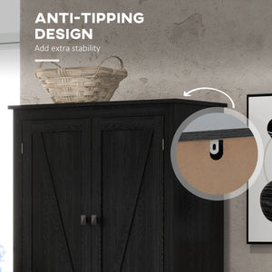 Storage unit with doors and shelves, black