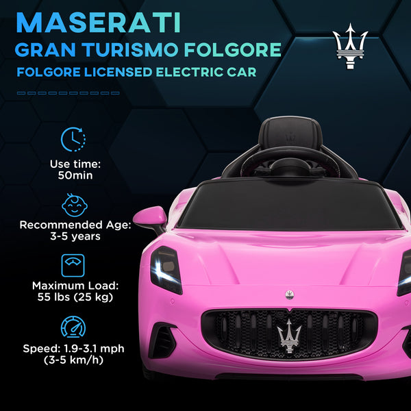 Maserati Gran Turismo 12V Licensed with Remote Control, Pink