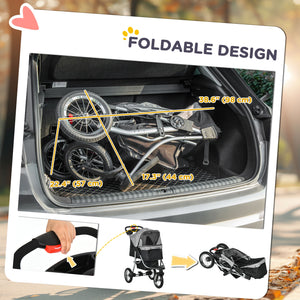 3-Wheel Foldable Small Dog Stroller with Adjustable Canopy, Grey