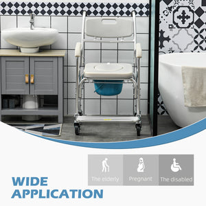 3-in-1 Shower Wheelchair with Padded Seat