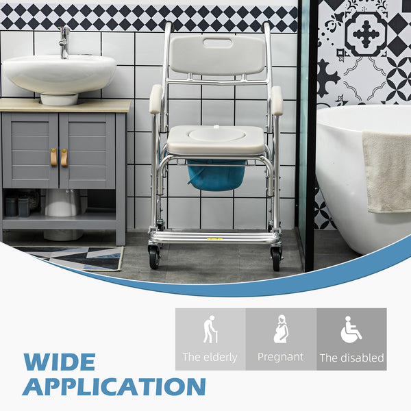 3-in-1 Shower Wheelchair with Padded Seat