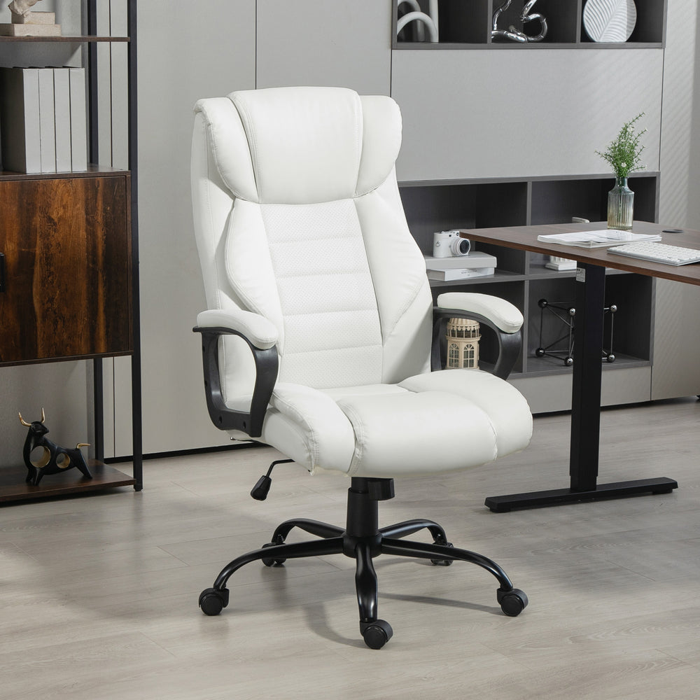 Massage office chair, 6-point vibration, adjustable height, white