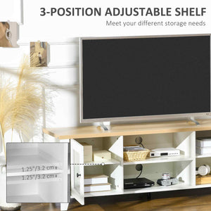 Fireplace TV stand for TVs up to 60 inches, white and oak