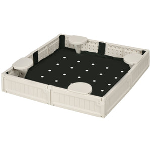 Sandpit with canopy and fabric cover, cream white