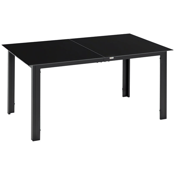Rectangular black aluminum garden table