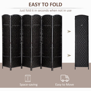 Folding room divider with 6 panels, black
