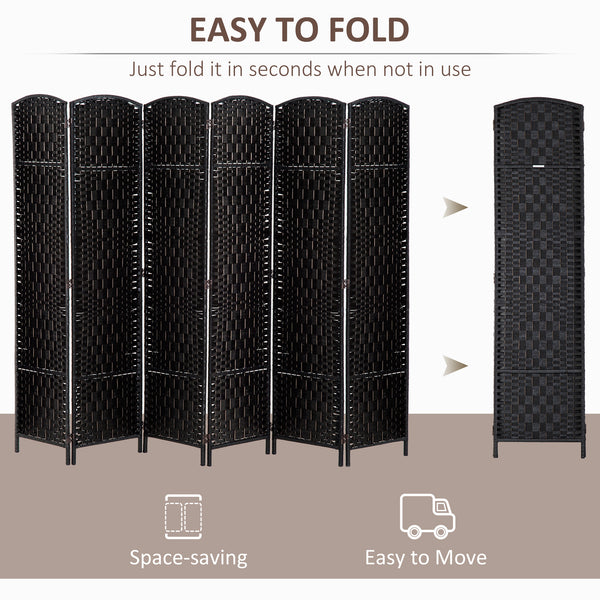 Folding room divider with 6 panels, black