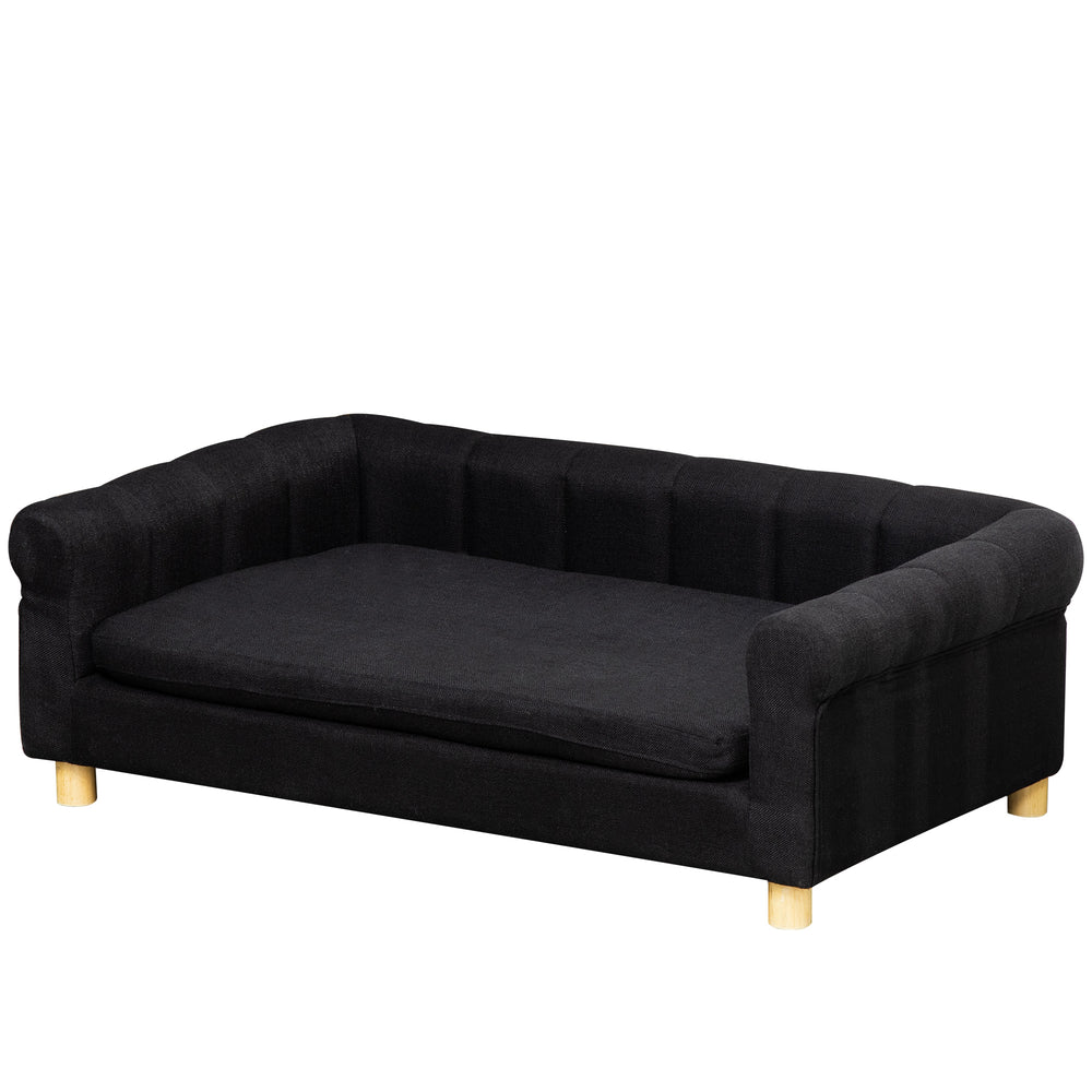 Modern Pet Sofa for Medium or Large Pets with Removable Seat Cushion, Black