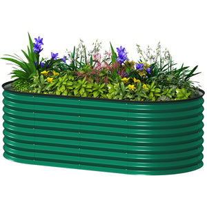 Galvanized raised planter with safety edging and gloves included, dark green 