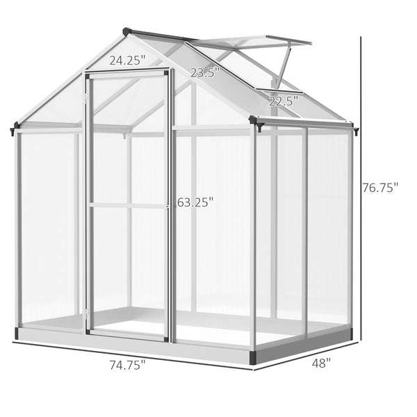 Garden greenhouse with polycarbonate panels
