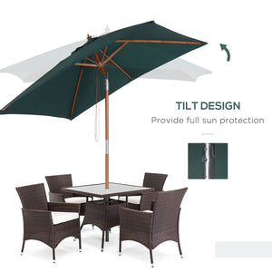 6.6-foot square parasol with tilt mechanism, green 