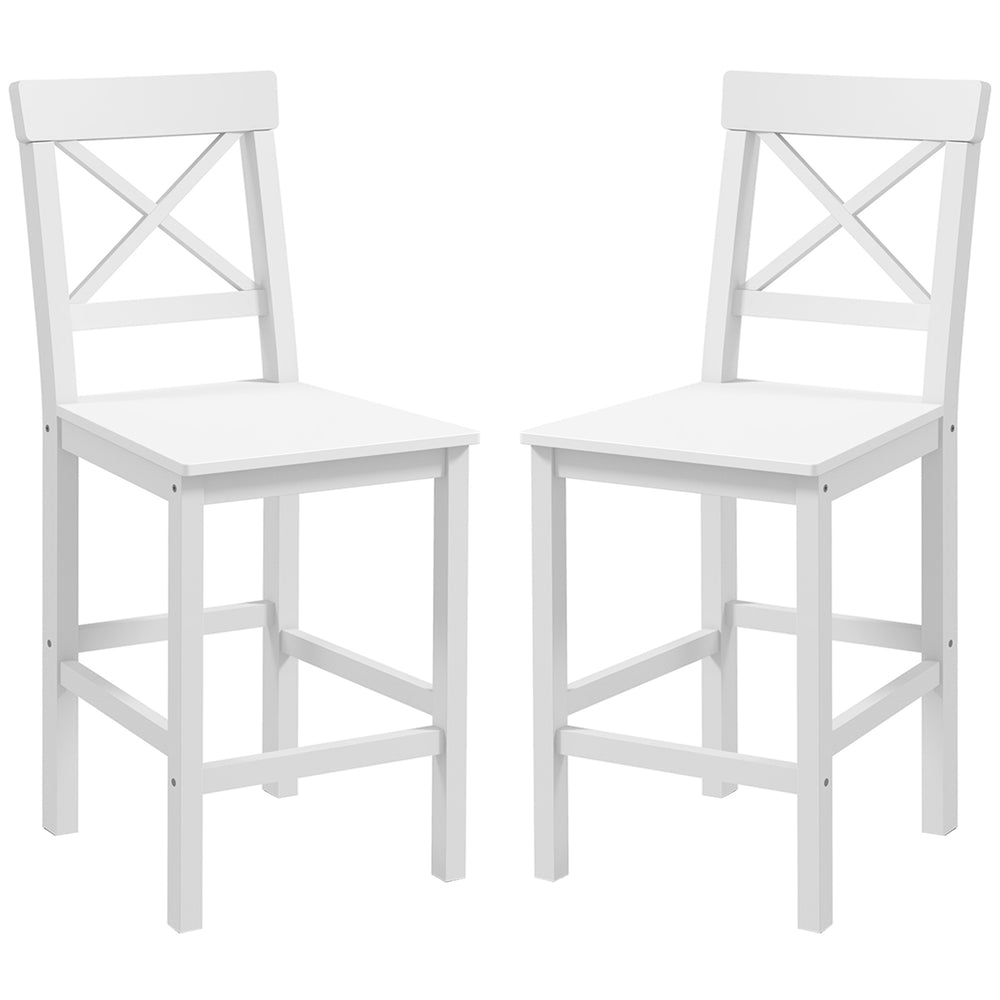 Set of 2 wooden bar stools, white