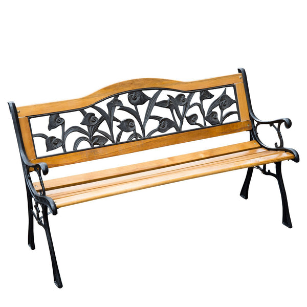 50" 2-seater garden bench, cast iron/wood, natural
