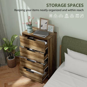 Bedroom chest of drawers, 4 drawer storage tower, natural color