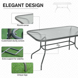 Metal garden table with parasol hole