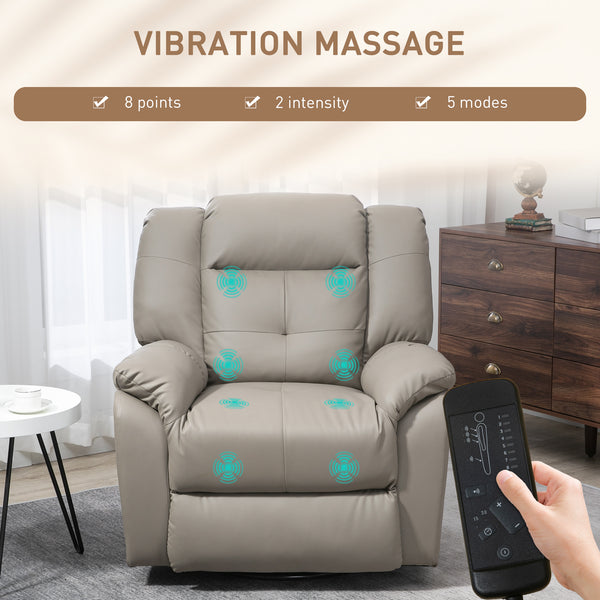 8-Point Vibration Massage Recliner Chair, Grey