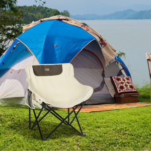 Portable camping chair with carry bag and side pocket, white