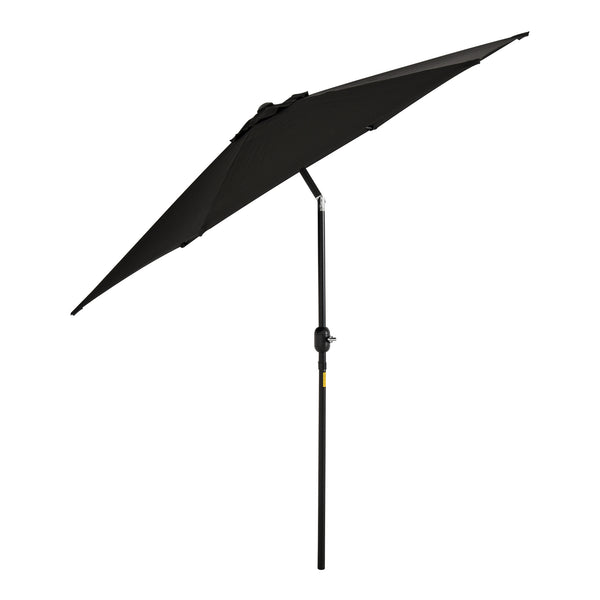 8.5-foot round parasol with crank and tilting canopy, black 