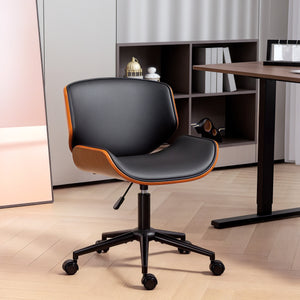 Modern office chair without armrests with faux leather upholstery