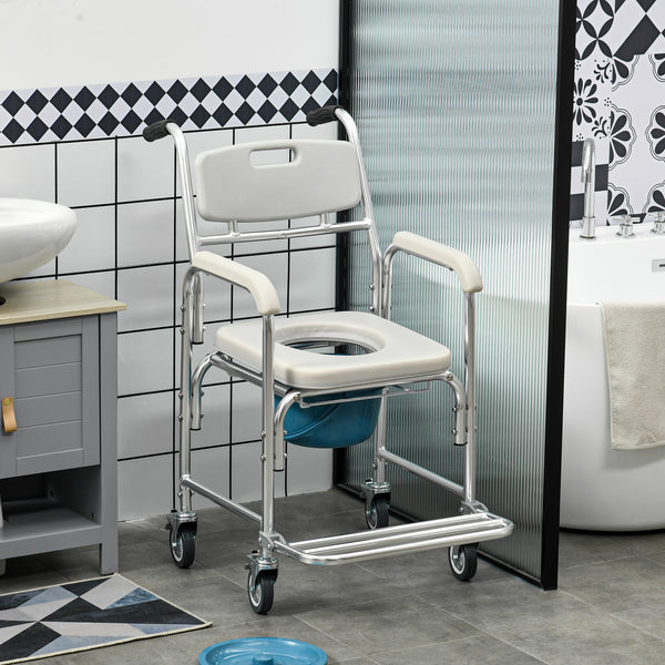 3-in-1 Shower Wheelchair with Padded Seat