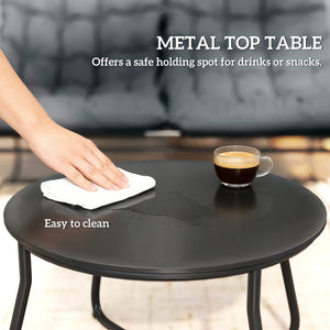 4-Piece Patio Furniture Set, Loveseat, Chairs, Round Metal Table, Cushions, Grey