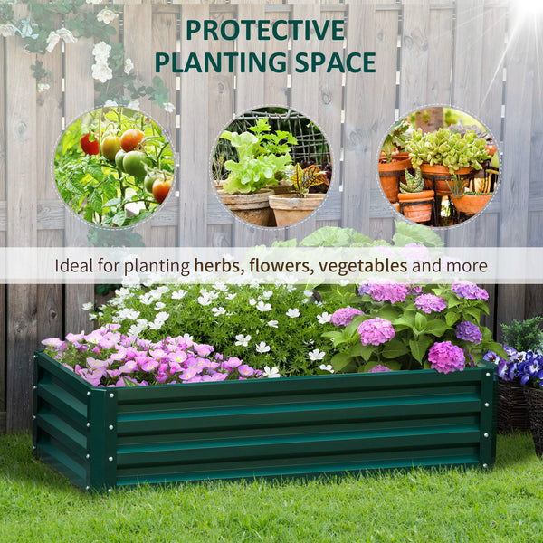Galvanized raised planter, dark green