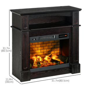 700W/1400W Electric Fireplace with Brown Mantel
