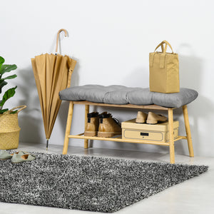 2 Pack Patio Bench Cushion Replacement, 2 Seater Outdoor Loveseat Seat Pad, Grey