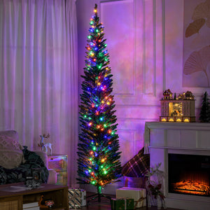 7.5ft Slim Artificial Christmas Tree with Colorful LED Lights