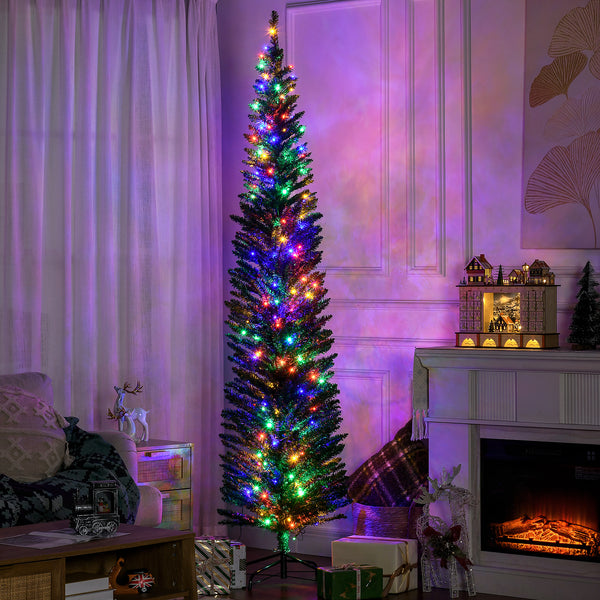 7.5ft Slim Artificial Christmas Tree with Colorful LED Lights