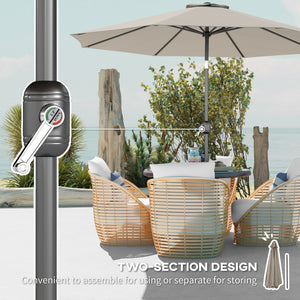 9.7-foot round parasol with crank and tilt, light gray