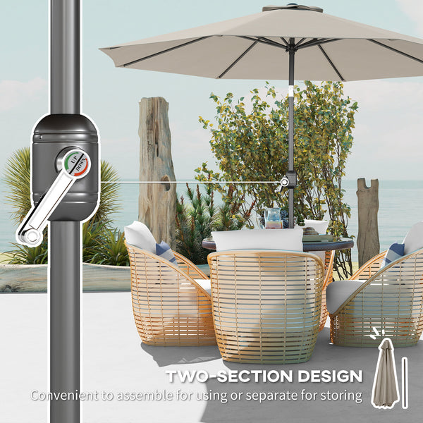 9.7-foot round parasol with crank and tilt, light gray