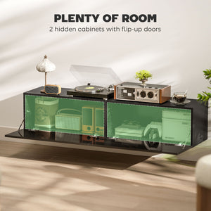 Wall-mounted TV stand with storage for TVs up to 65 inches, black