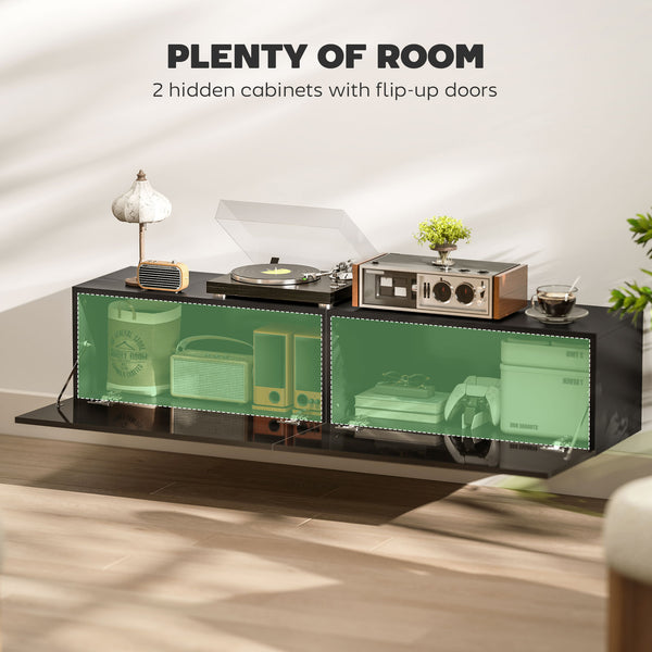 Wall-mounted TV stand with storage for TVs up to 65 inches, black