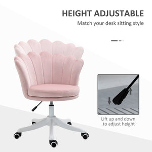 Height-adjustable velvet office chair, pink