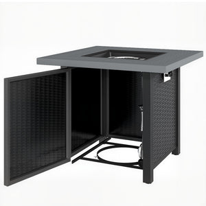 40,000 BTU Propane Fire Pit Table with Lava Rocks and Lid, Black