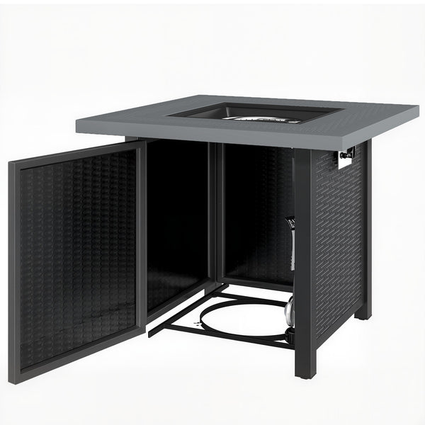 40,000 BTU Propane Fire Pit Table with Lava Rocks and Lid, Black