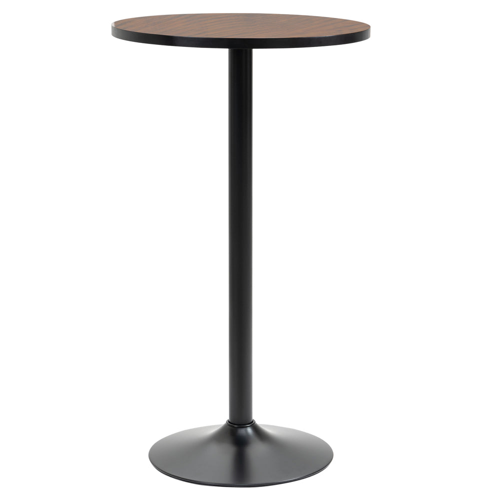 Industrial high bistro table with metal base and elm wood top