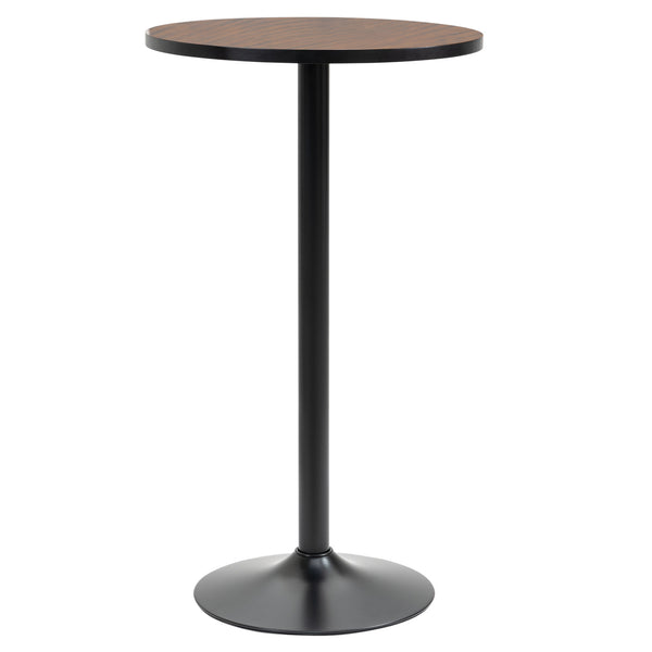 Industrial high bistro table with metal base and elm wood top
