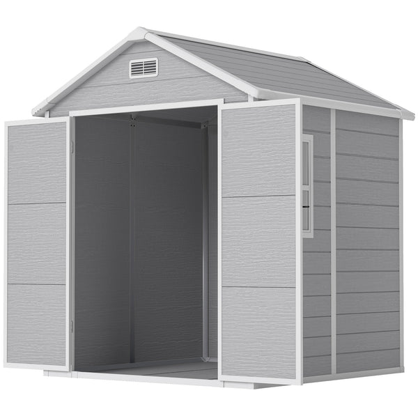 Plastic garden shed with floor, window, lockable doors and ventilation