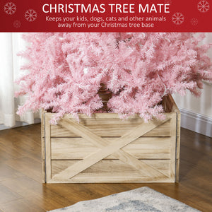 Christmas tree skirt with light aged wood finish