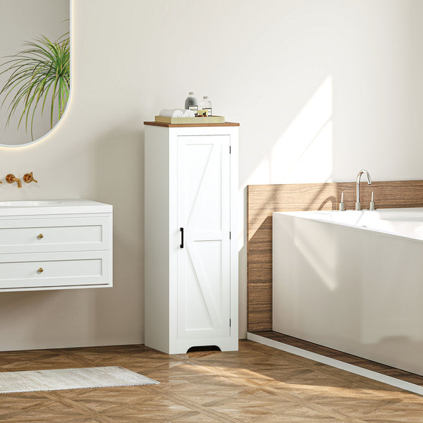 Farmhouse Style Accent Cabinet with Adjustable Shelf, White