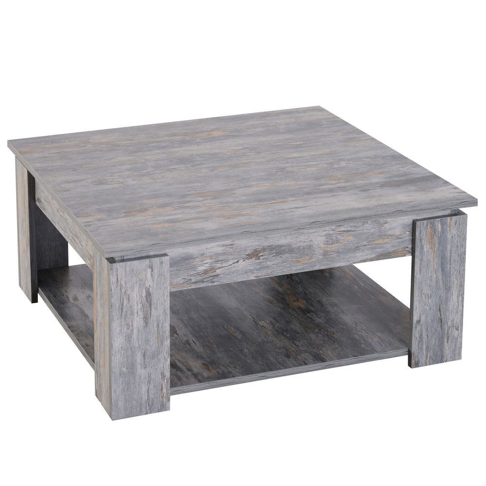 Modern coffee table with storage shelf, gray