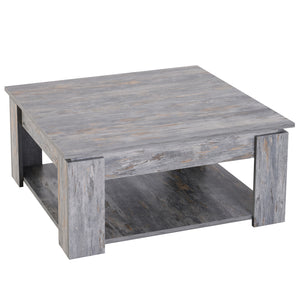 Modern coffee table with storage shelf, gray